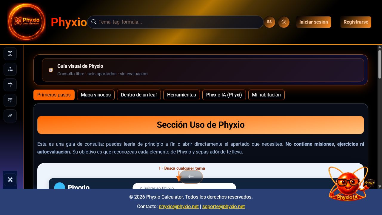 Vista real de la guía en Phyxio
